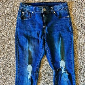 Elan high rise distressed skinny jeans